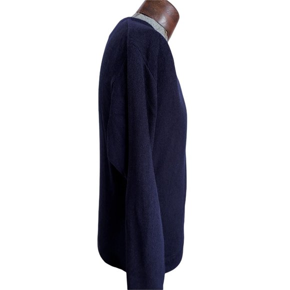 VTG CHALLENGER Men's Navy Blue Acrylic Turtle Logo Cardigan Size Large - Picture 6 of 8